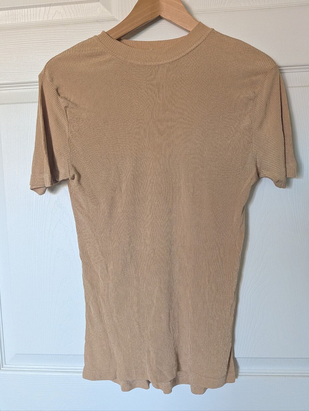 Saks Fifth Avenue Men's Ribbed Short Sleeve Tee in Tan